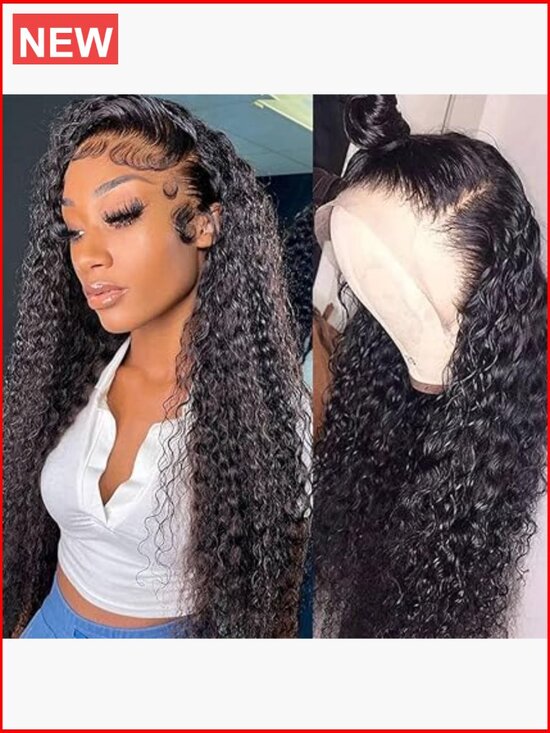 13x4 Lace Front Wig Human Hair Pre Plucked 180 Density Wet and Wavy Curly Lace main image 6